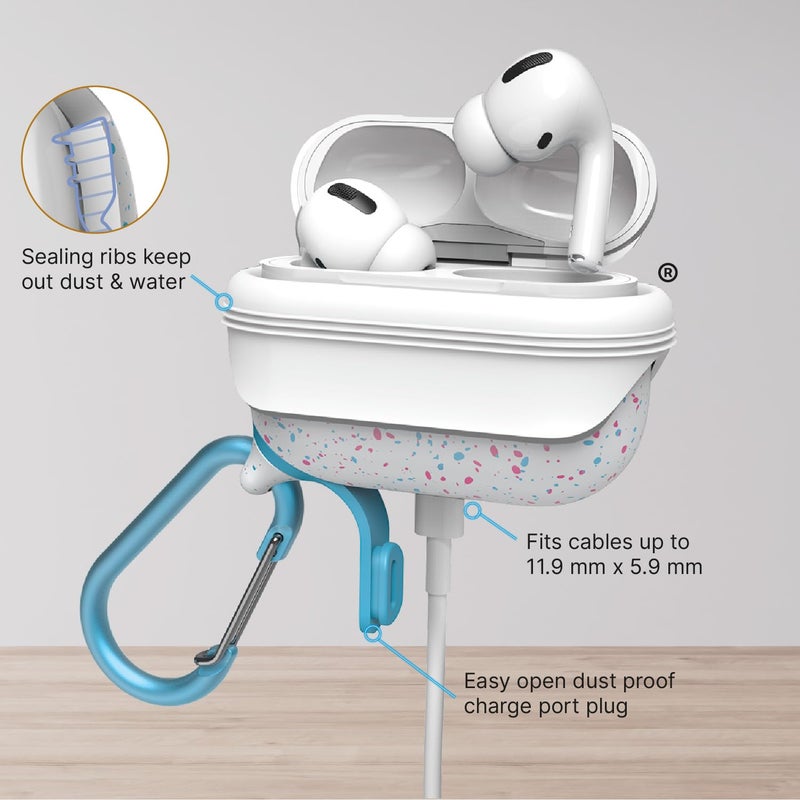 Catalyst حافظة كاتاليست المقاومة للماء لسماعات AirPods Pro الجيل الثاني والجيل الأول - متوافقة مع الشحن اللاسلكي وUSB-C، تصميم قطعة واحدة، حافظة عالية الحماية من السقوط مع مشبك - Image 4